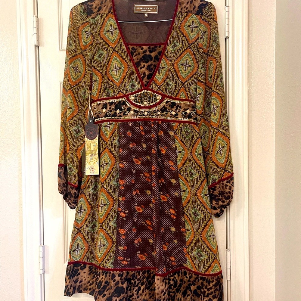 Double D Ranch dress with leopard sash